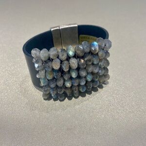 Martell Studio Labradorite Beaded Wide Cuff Bracelet - Gray Blue